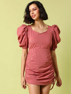 Solid Dress With Ruched Detail