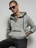 Campus Sutra Half-Zip Utility Jacket With Contrast Drawstring