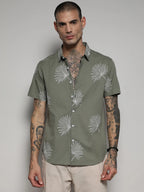Campus Sutra Minimal Botanical Shirt