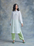 ShopKapaas Pearl White Cut Work Schiffli Kurta