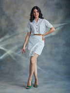 ShopKapaas Ditsy Blue Printed Linen Crop top