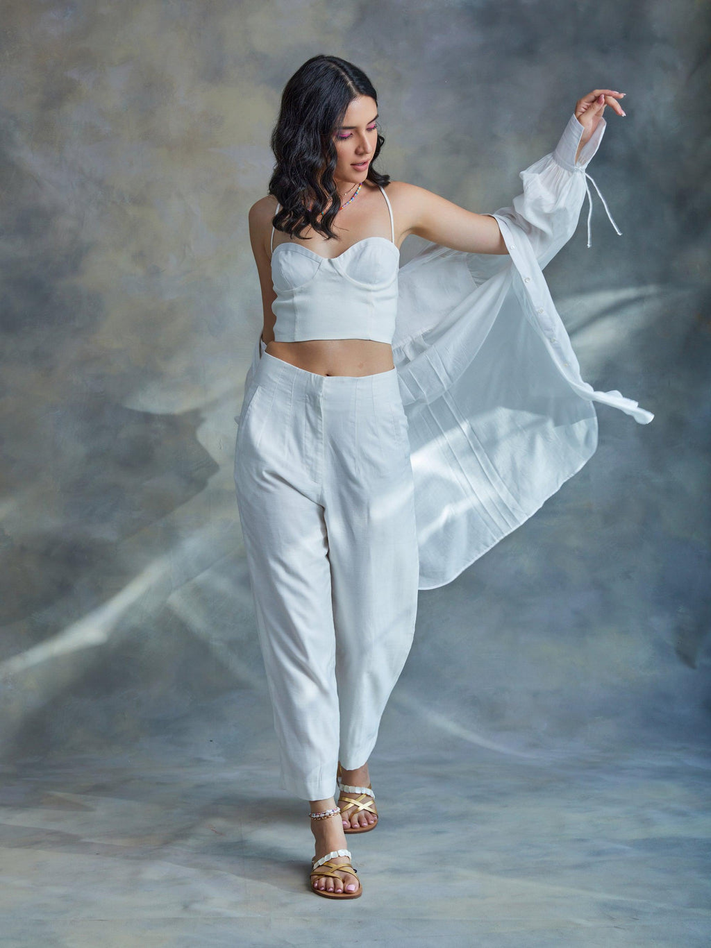 ShopKapaas Pearl White Chanderi Pants