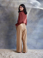 ShopKapaas Tan Wide Leg Trouser