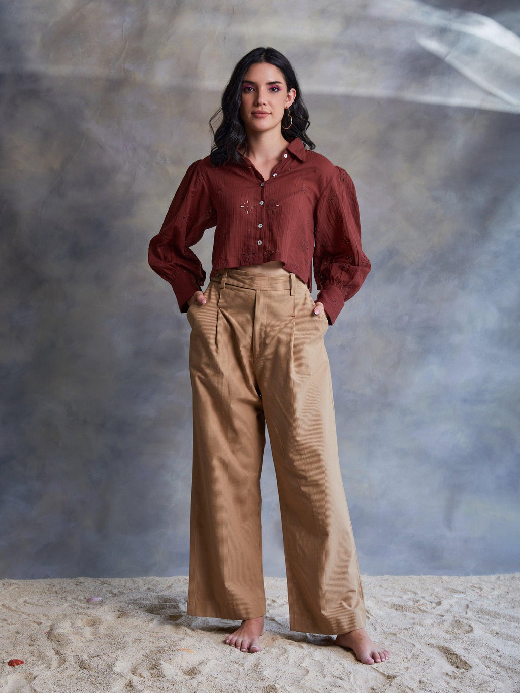 ShopKapaas Tan Wide Leg Trouser