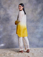 ShopKapaas Yellow Ombre Pintuck Kurta