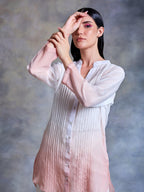 ShopKapaas Light Pink Ombre Pintuck Kurta with Cotton Slip
