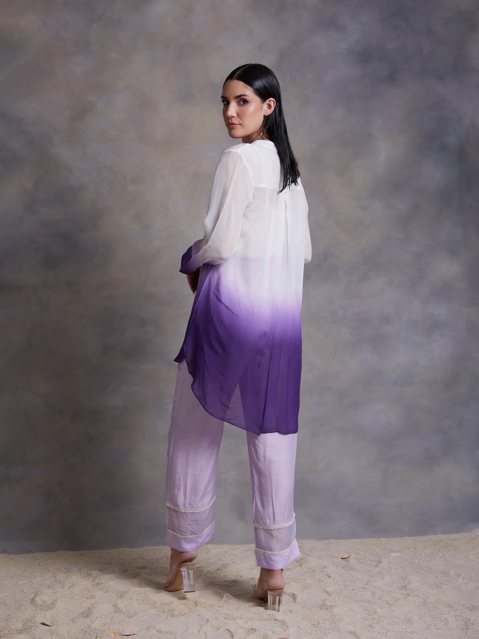 ShopKapaas Mauve Palazzo With Pearl Lace