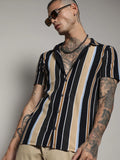 Campus Sutra Striped Cotton Shirt