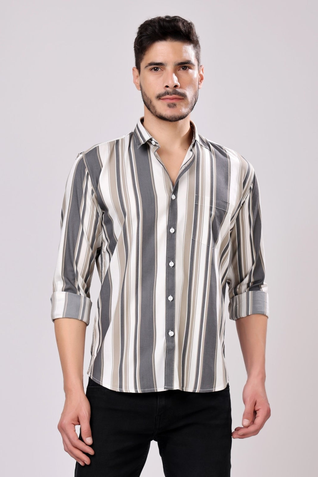 Stylox Regular Fit Full Sleeve Casual Stripes Shirt For Men's