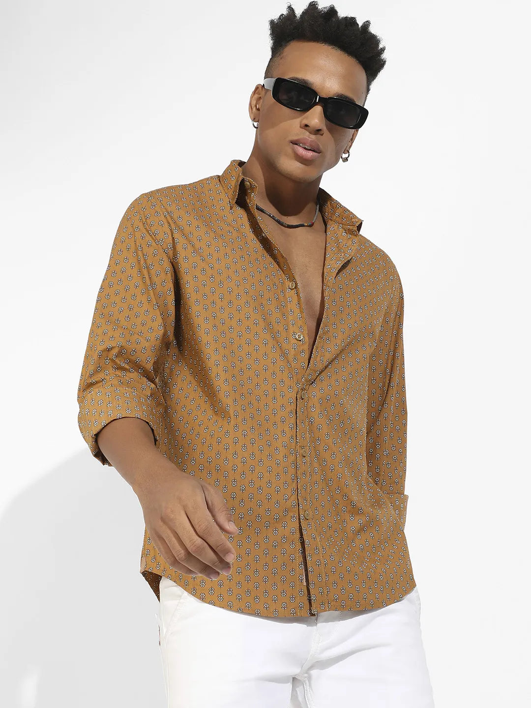 Campus Sutra Micro Flower Shirt