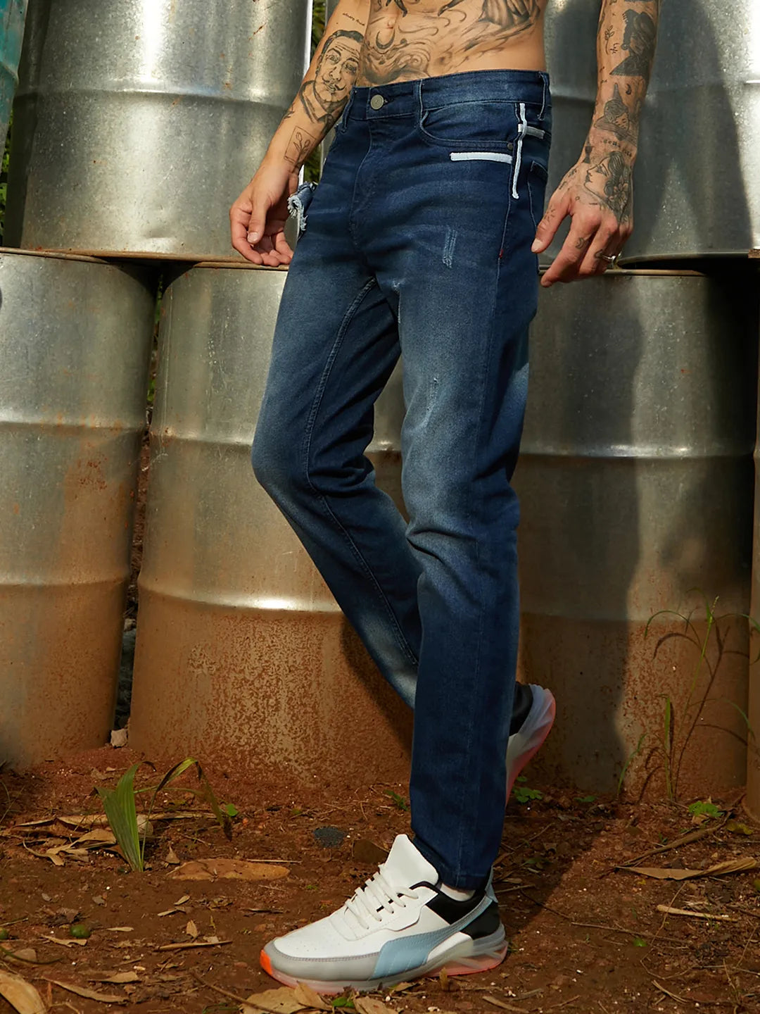 Campus Sutra Tapered Denim Jeans