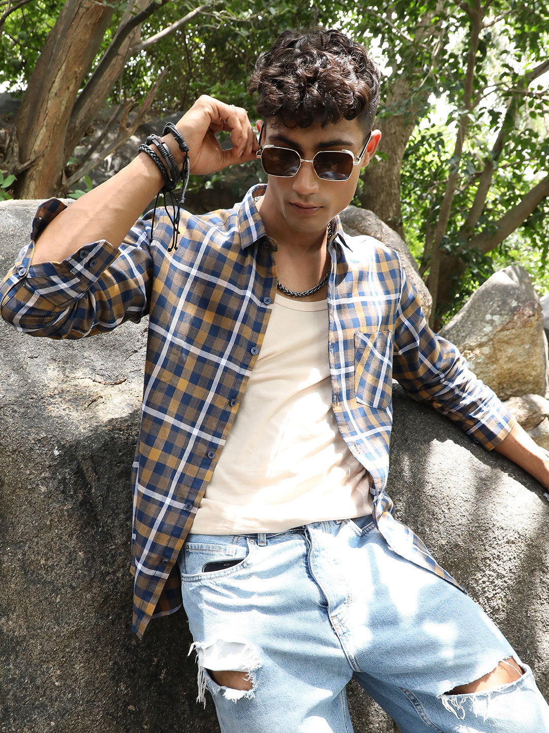 Campus Sutra Tartan Plaid Shirt