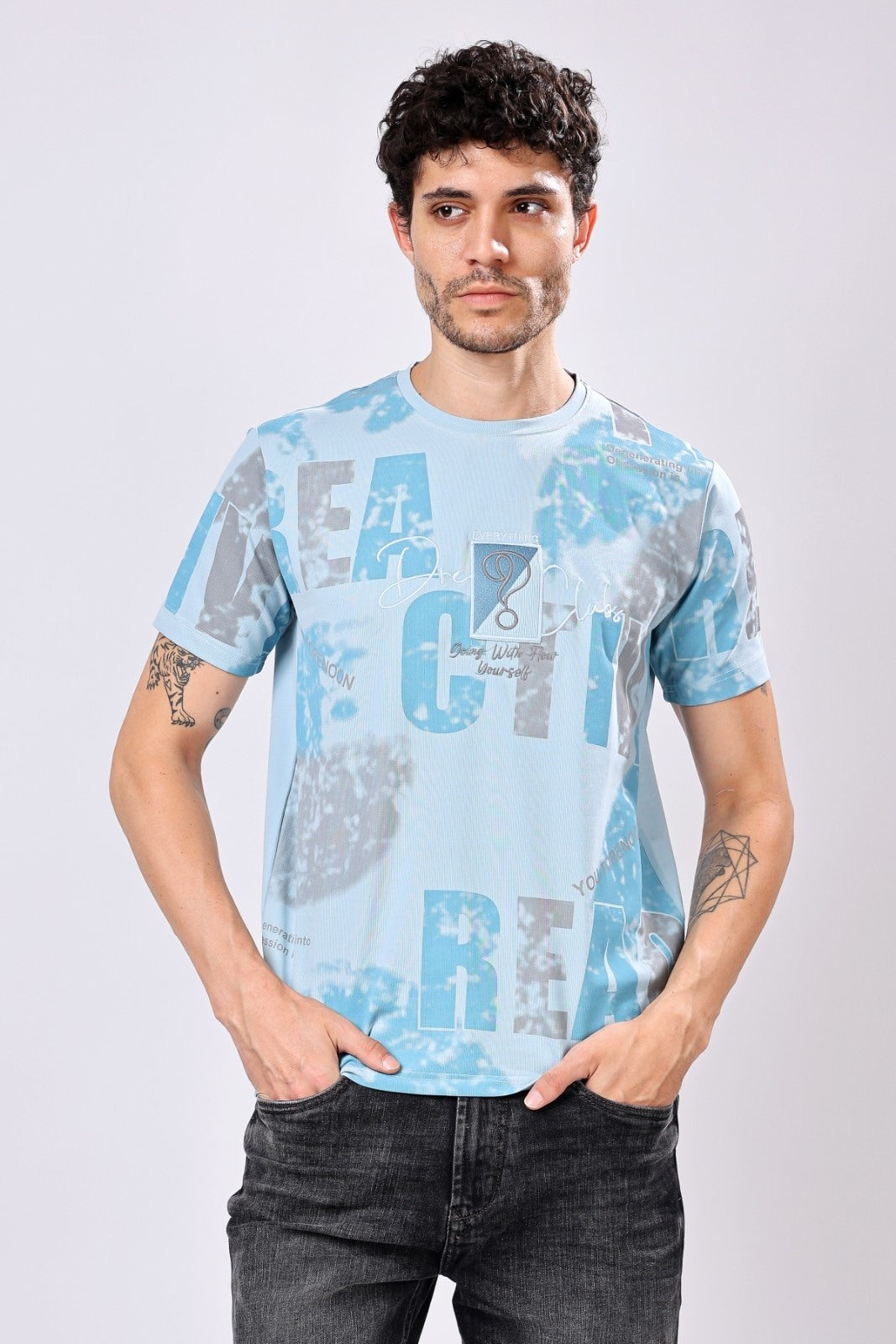 Stylox Men's Round Neck Half Sleeve Printed Casual T-Shirt