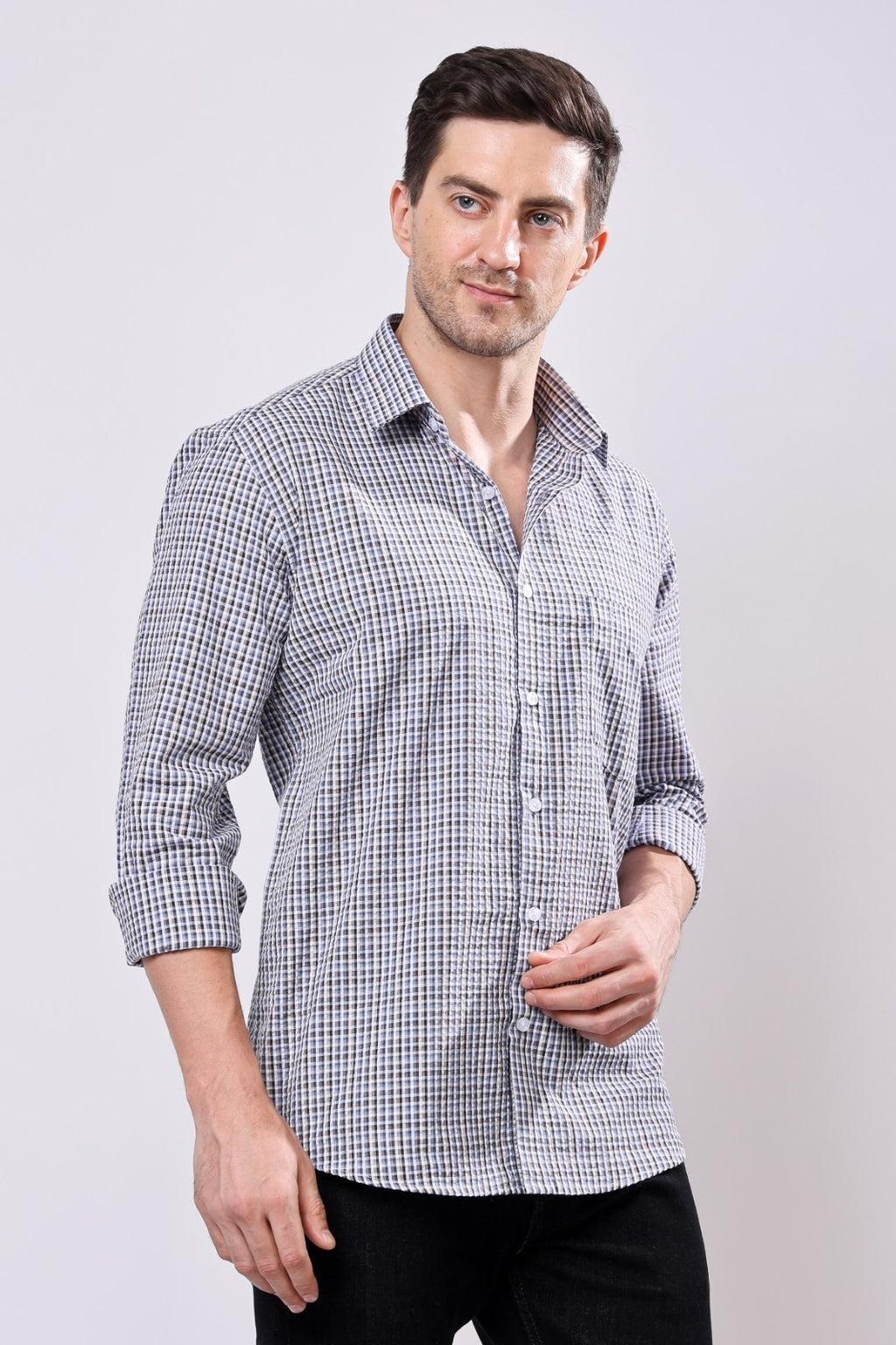 Stylox Regular Fit Full Sleeve Check Casual Shirt For Men's