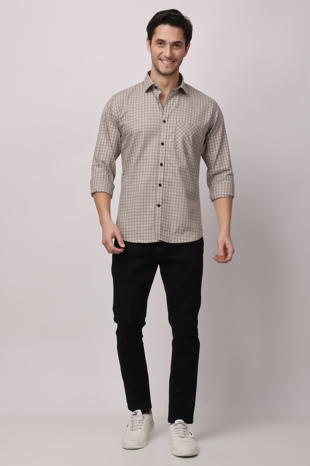 Stylox Regular Fit Full Sleeve Check Casual Shirt For Men's