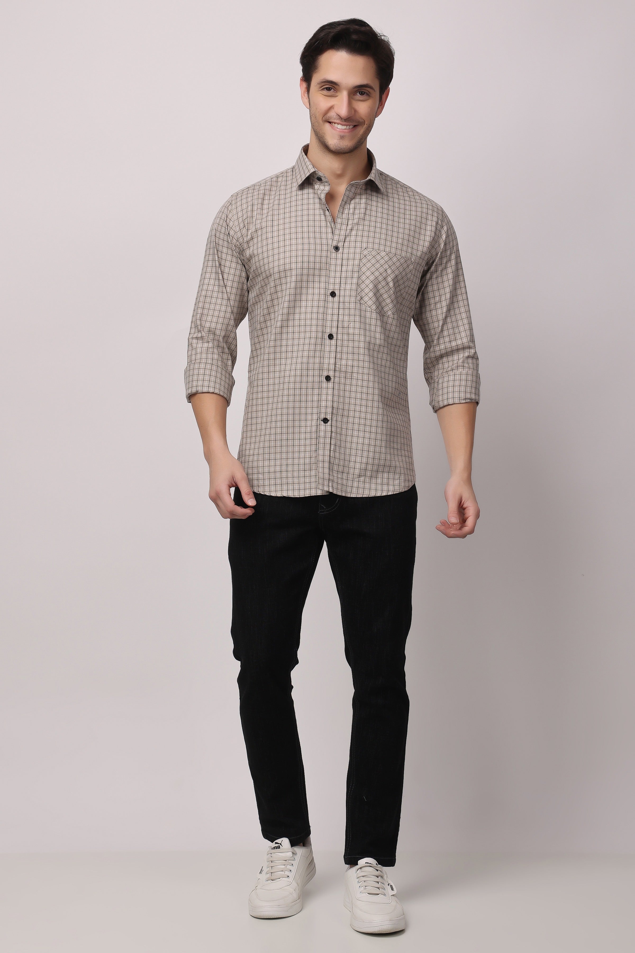 Stylox Regular Fit Full Sleeve Check Casual Shirt For Men's
