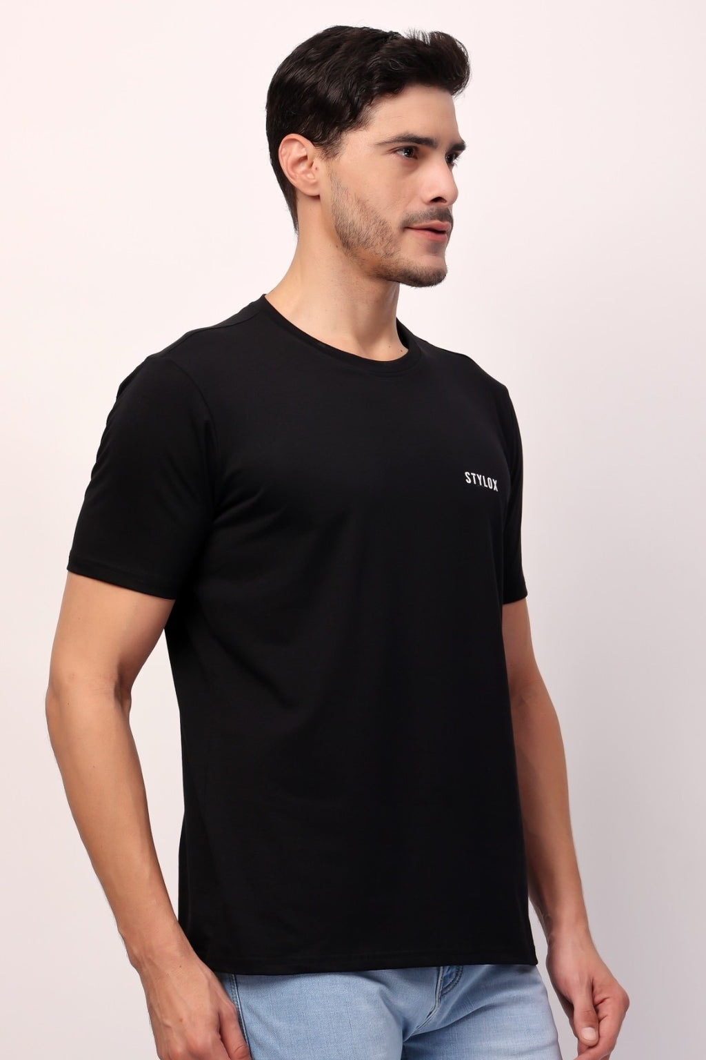 Stylox Men's Round Neck Half Sleeve Solid Casual T-Shirt