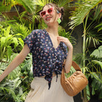 Button-Front Floral Top