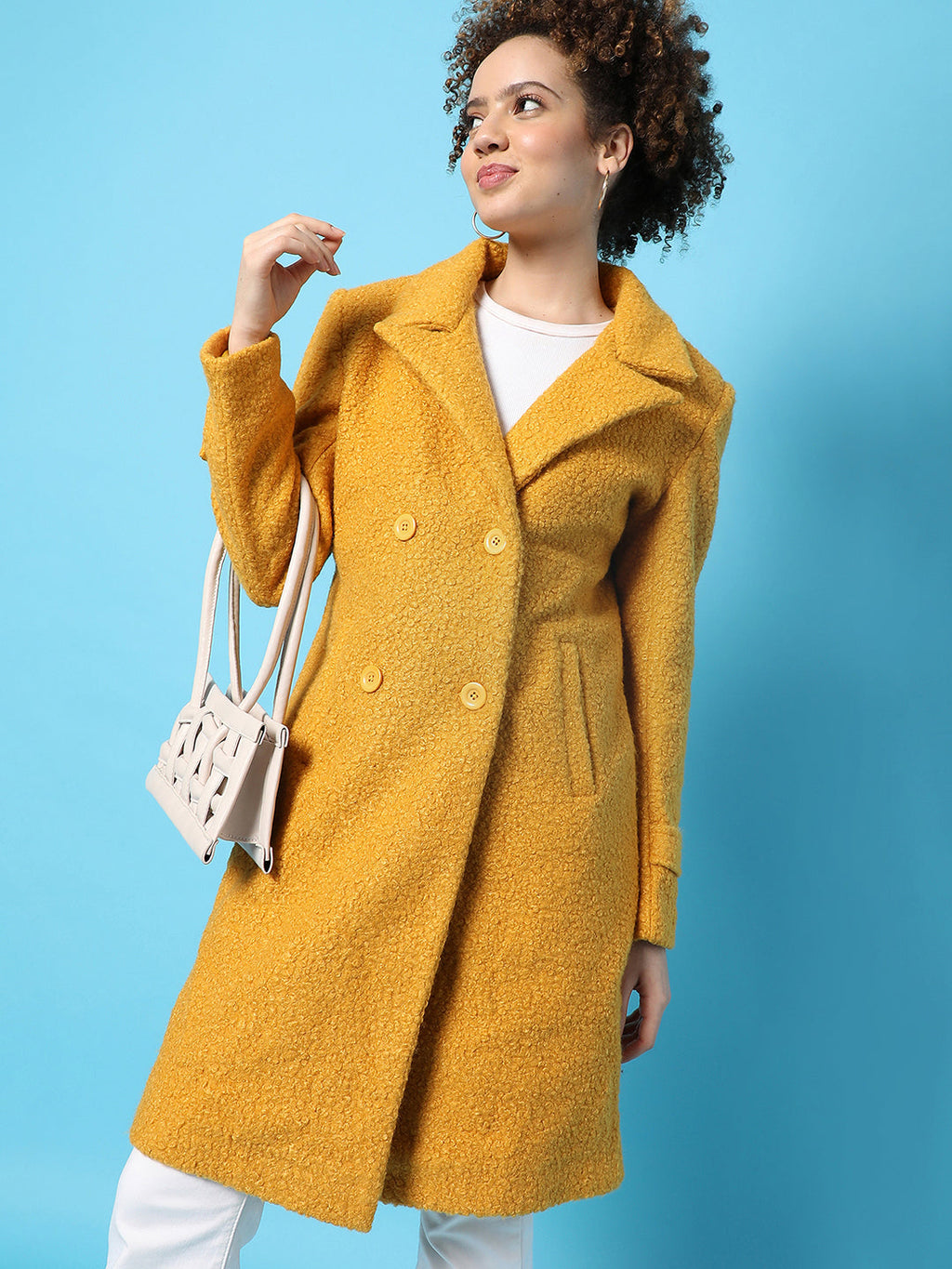 Double-Breasted Sherpa Long Coat