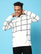 Campus Sutra Contrast Graph Check Hoodie With Kangaroo Pocket