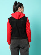 Denim Jacket With Sweatshirt Sleeve