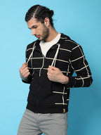 Campus Sutra Graph Checks Hoodie With Insert Pocket
