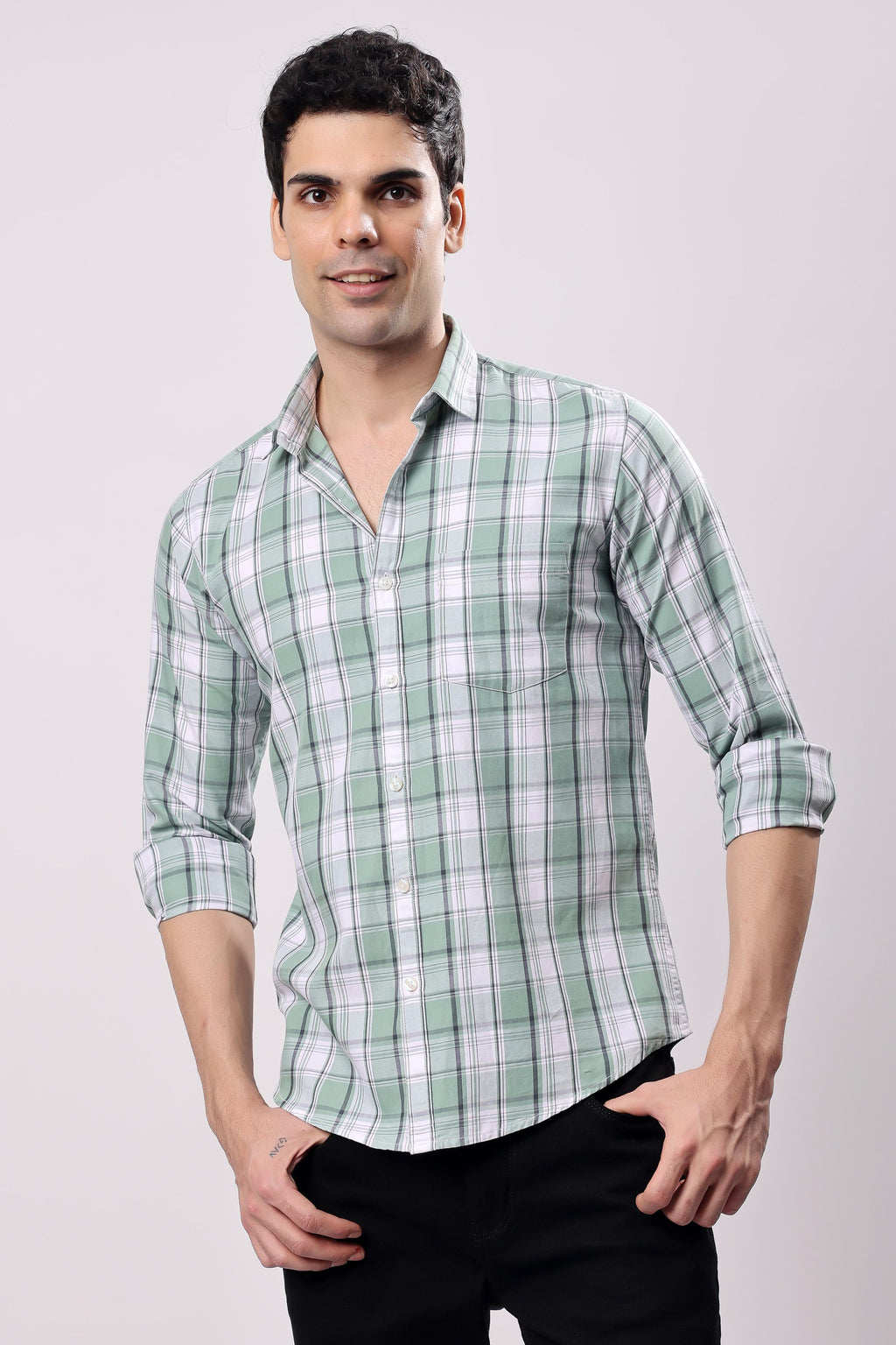 Stylox Regular Fit Full Sleeve Check Casual Shirt For Men's