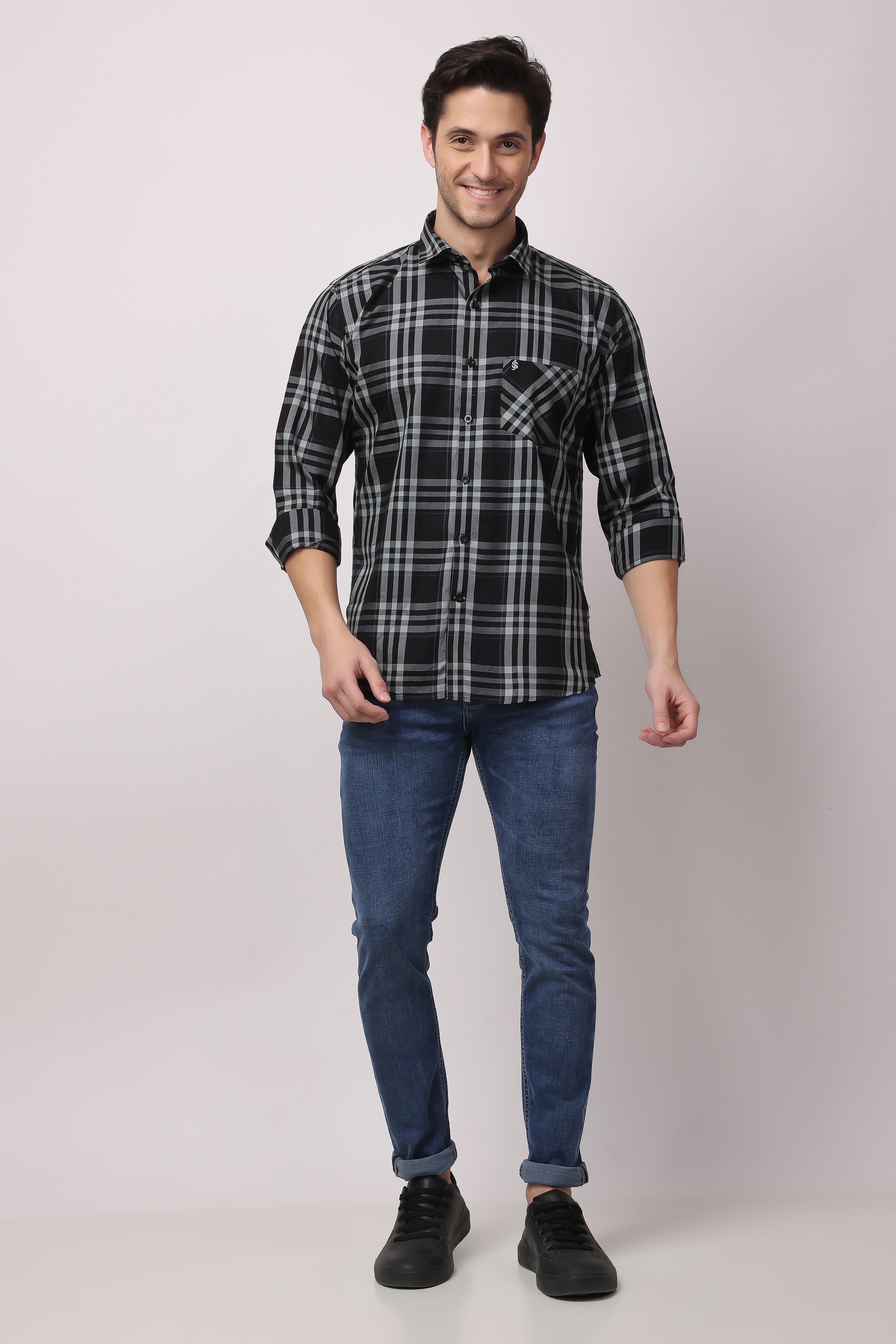 Stylox Regular Fit Full Sleeve Check Casual Shirt For Men's