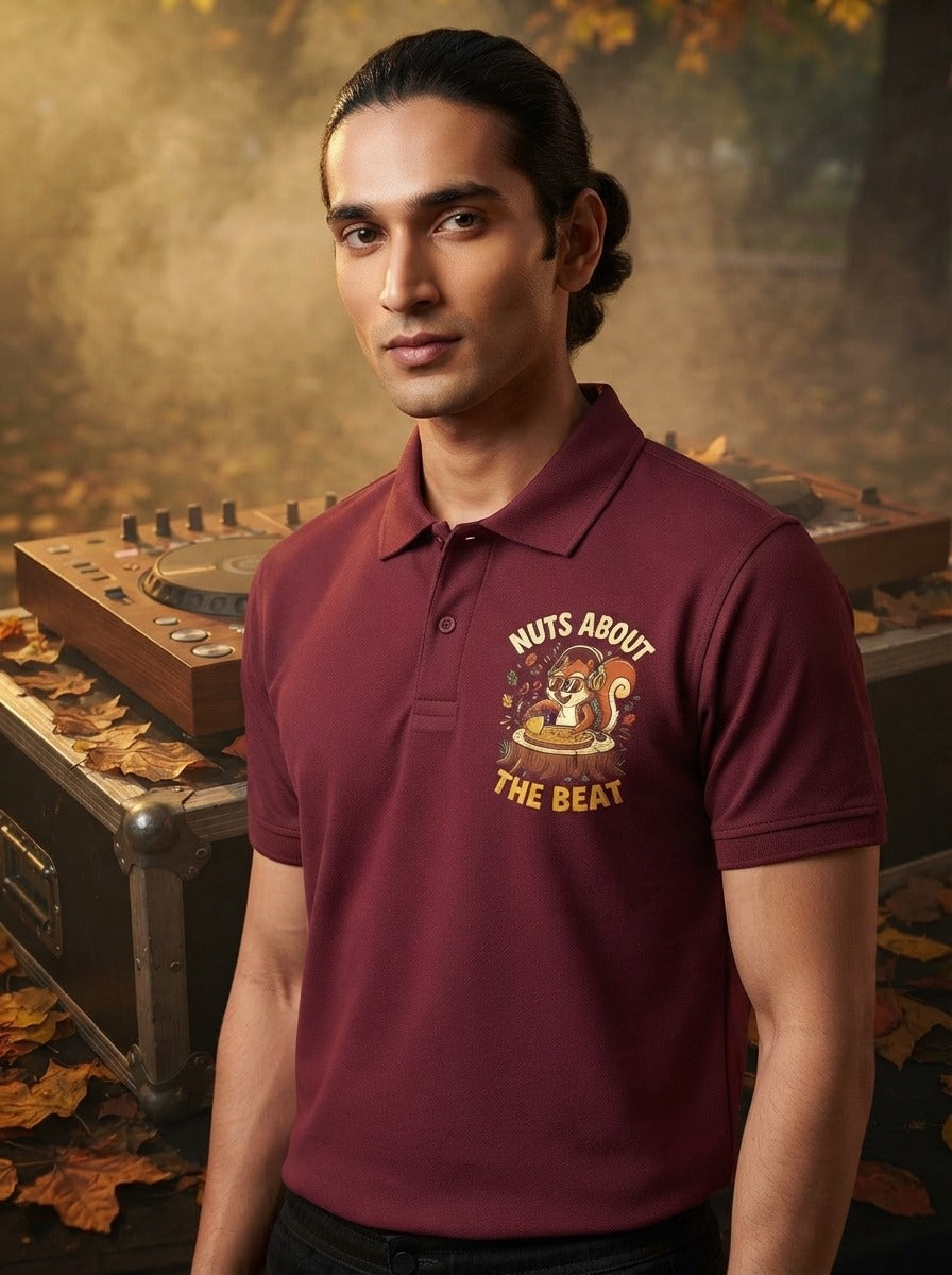 Nuts About The Beat Maroon Polo