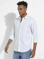 Campus Sutra Heathered Pinstriped Shirt