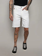 Campus Sutra Ripped Hem Denim Shorts