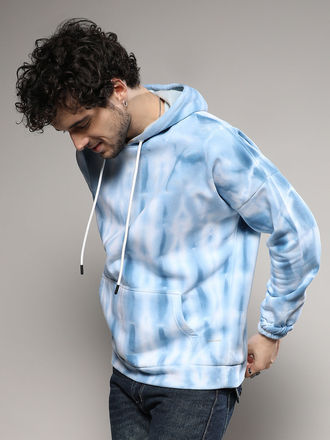 Campus Sutra Tie Dye Oversized Hoodie With Kangaroo Pocket