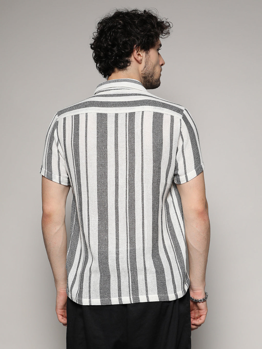 Campus Sutra Unbalanced Striped Woven Shirt