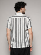 Campus Sutra Unbalanced Striped Woven Shirt