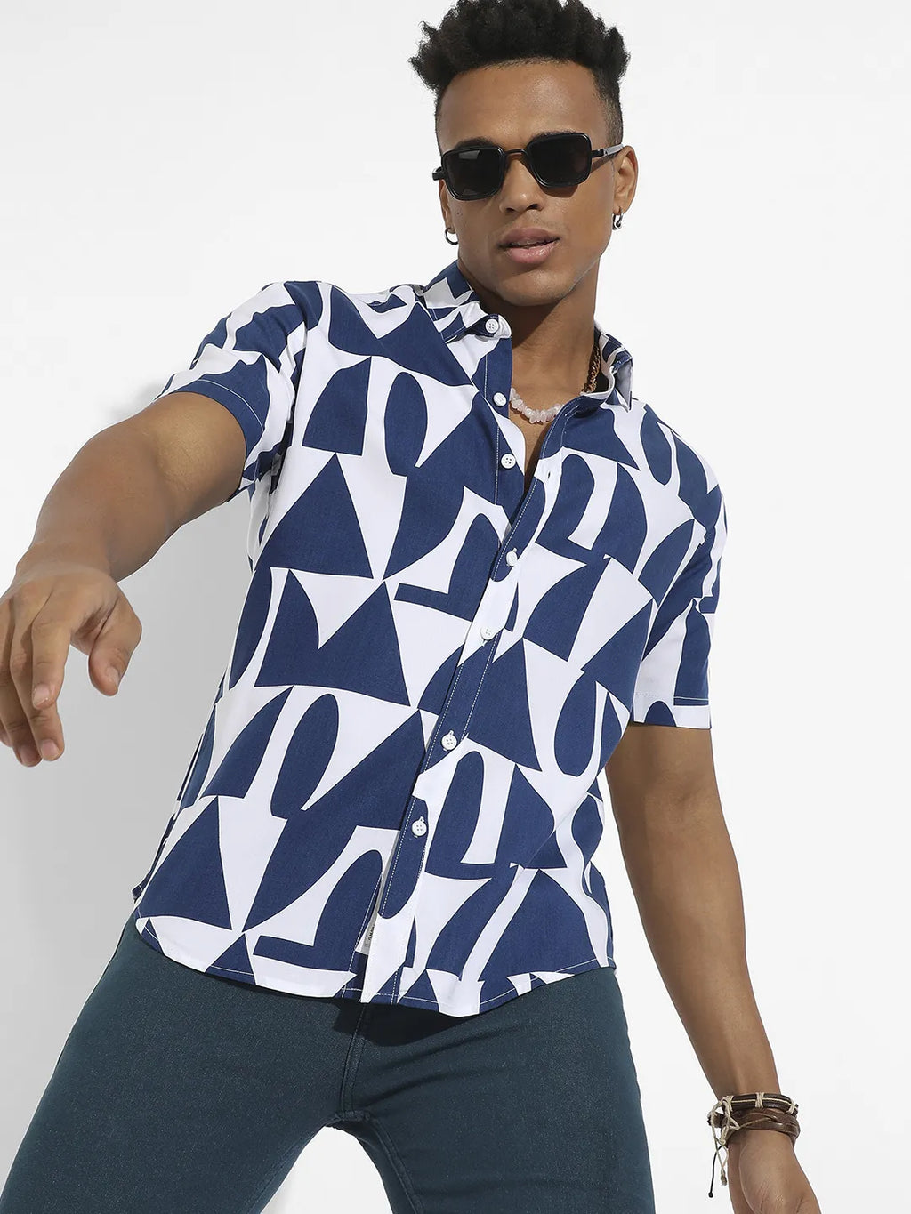 Campus Sutra Geometric Block Shirt