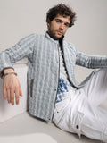 Campus Sutra Striped Quilted Bomber Jacket