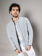 Campus Sutra Striped Quilted Bomber Jacket