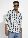 Campus Sutra Contrast Paint Lines Shirt