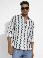 Campus Sutra Contrast Paint Lines Shirt