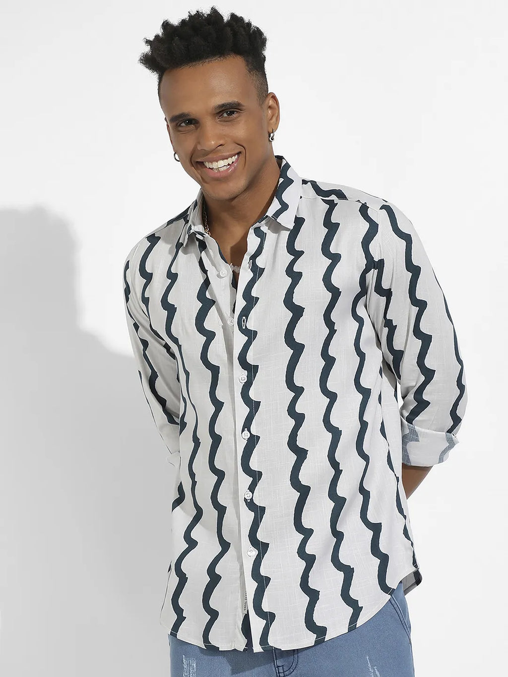 Campus Sutra Contrast Paint Lines Shirt