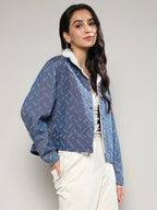 Clustered Distress Denim Jacket