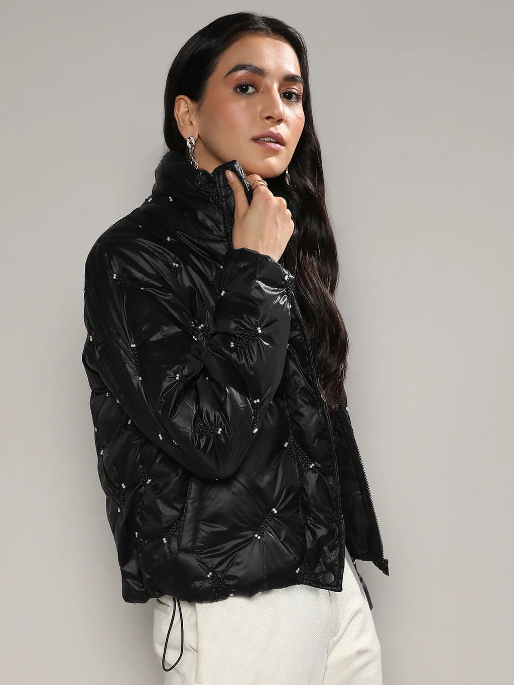Diamond Quilt Puffler Jacket