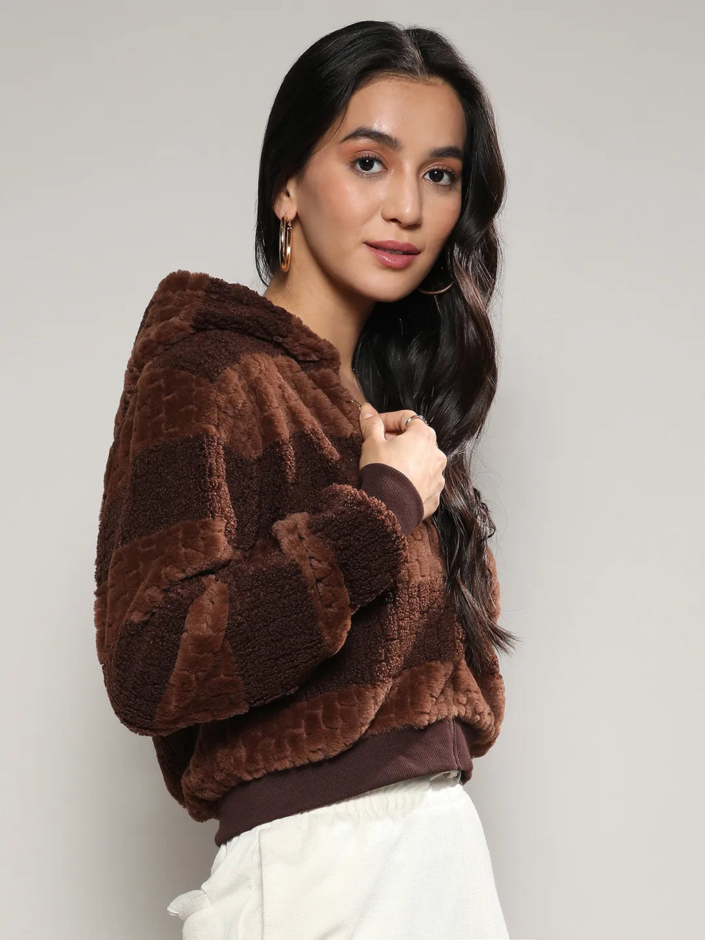 Fleece Horizontal Striped Jacket