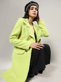 Double- Breasted Textured Long Coat