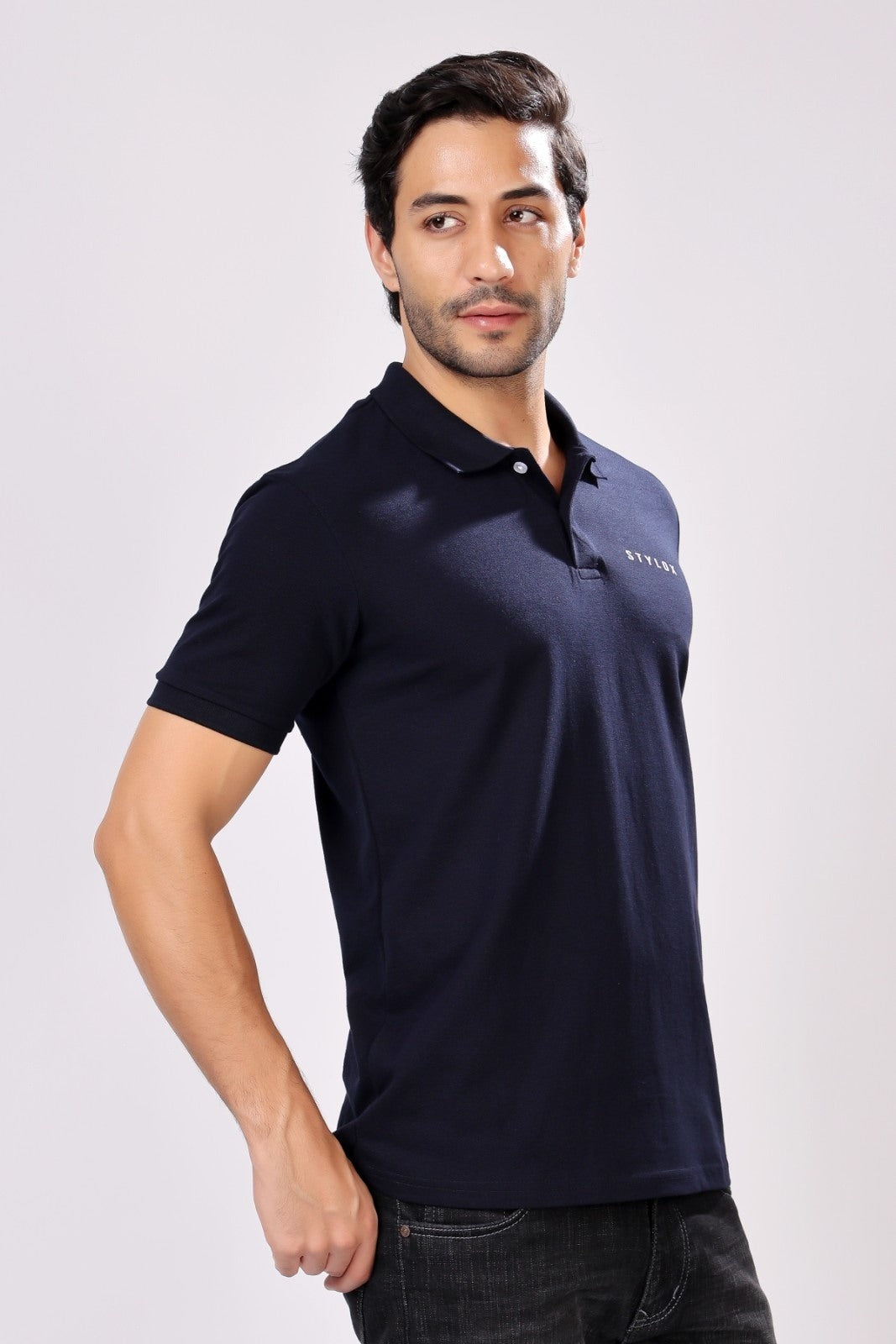 Stylox Full Sleeve Solid Casual Polo T-Shirt For Men's