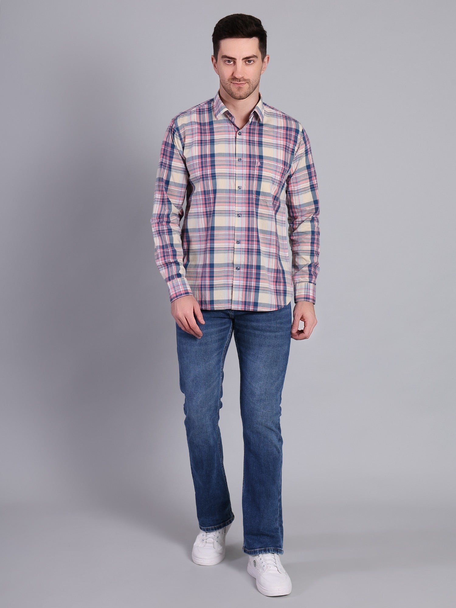 Stylox Regular Fit Full Sleeve Check Casual Shirt For Men's