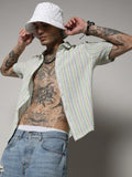 Campus Sutra Unbalanced Striped Woven Shirt