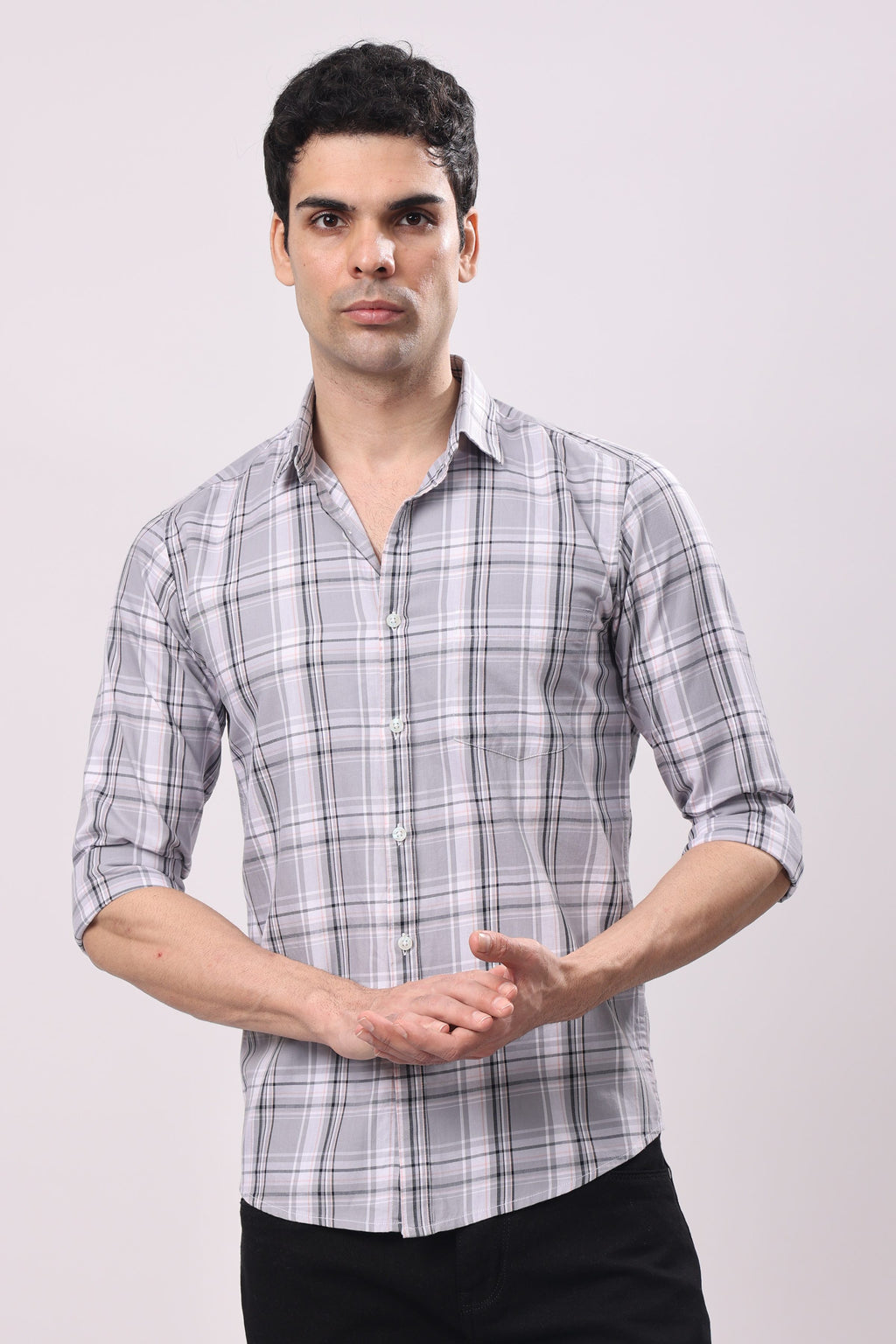 Stylox Regular Fit Full Sleeve Check Casual Shirt For Men's