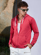 Campus Sutra Zip-Front Hoodie With Contrast Drawstring
