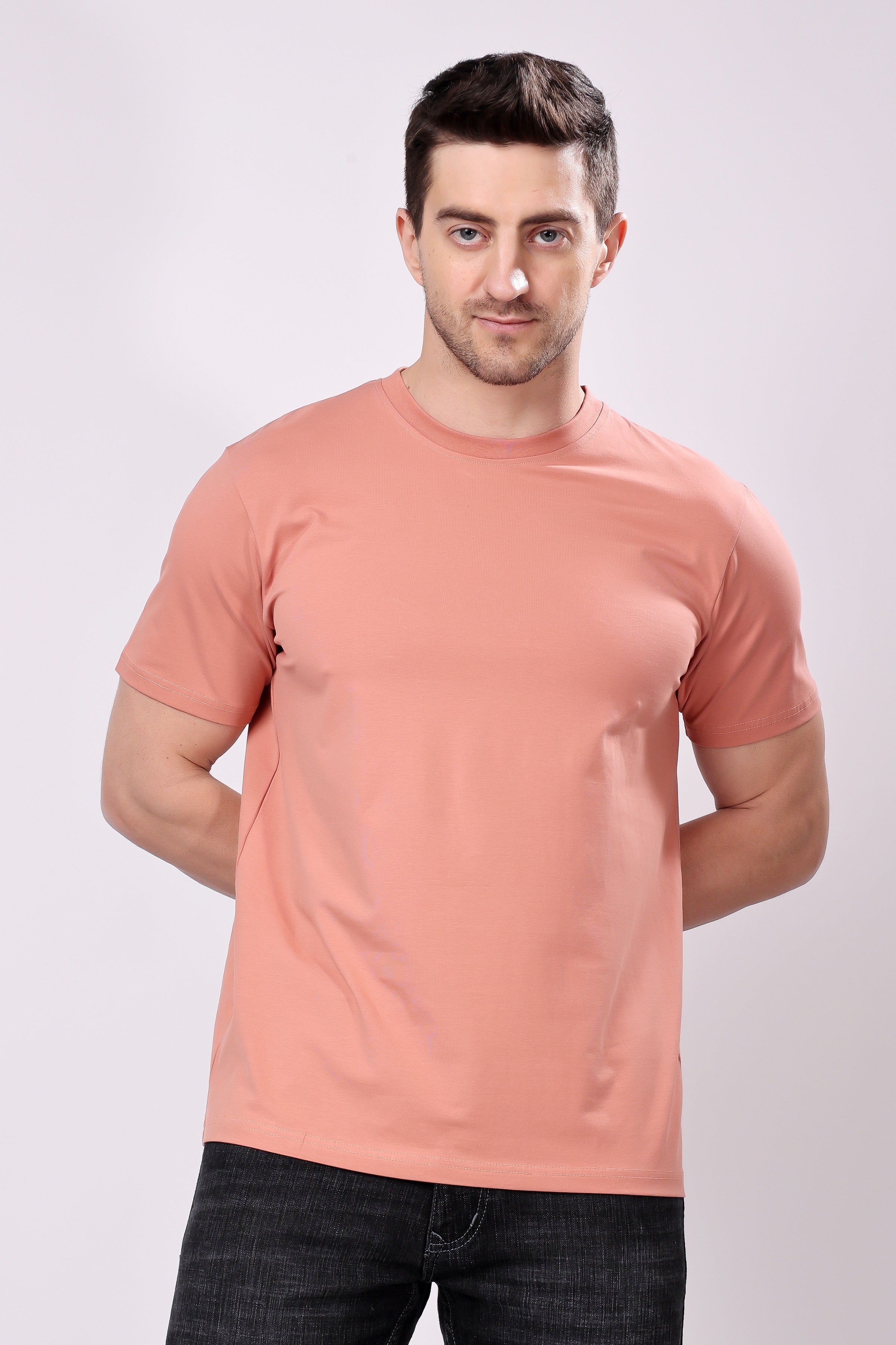 Stylox Men's Round Neck Half Sleeve Solid Casual T-Shirt